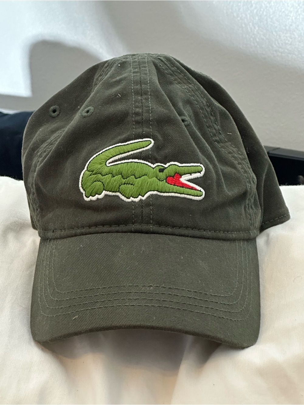 Lacoste Olive Green Crocodile Patch Cap